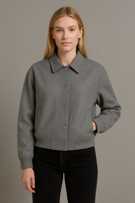 RIB BOMBER JACKET – ASH GREY