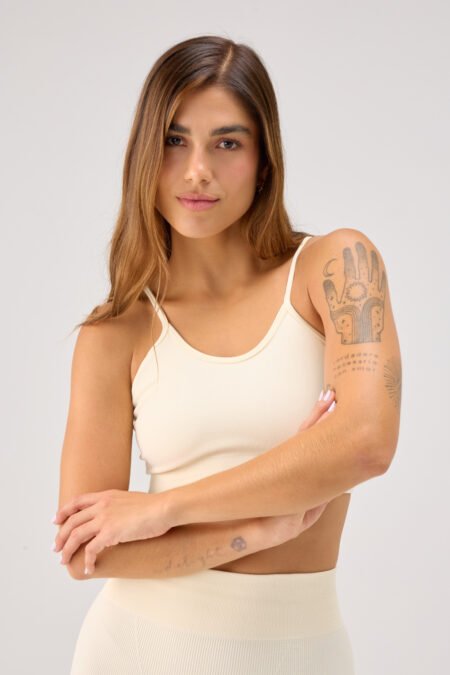 Contour Seamless Cross Top - Soft Oat